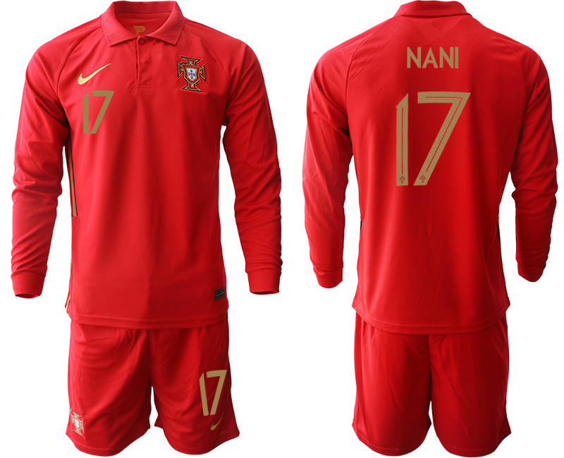Men 2021 European Cup Portugal home red Long sleeve #17 Soccer Jersey1